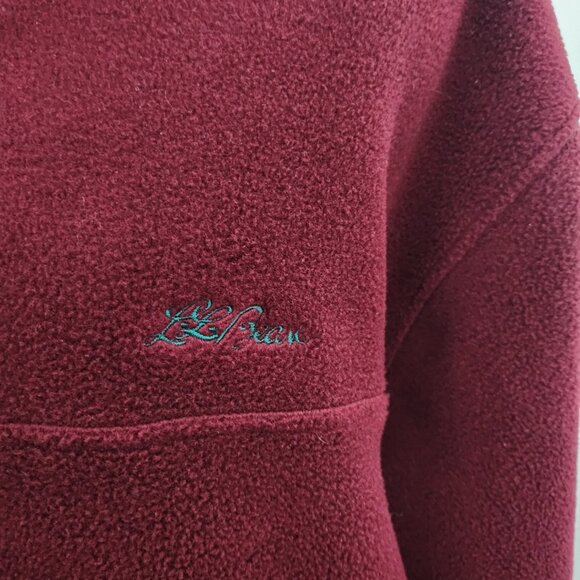 Vintage LL Bean Women's Pullover Maroon Fleece Size XL - Picture 8 of 9